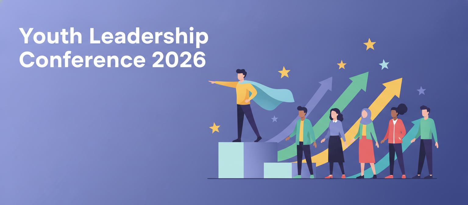 Youth Leadership Conference 2026 illustration of a young leader guiding a team