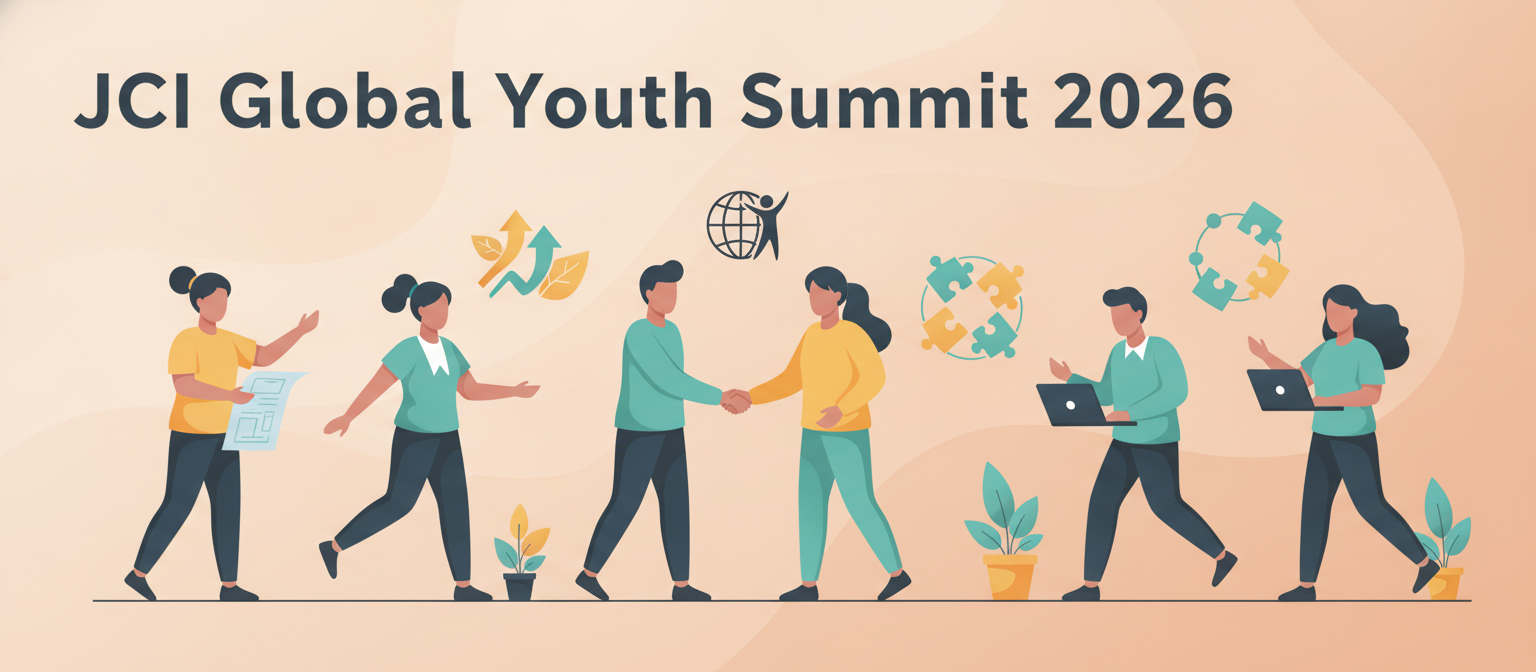 JCI Global Youth Summit 2026 illustration of young entrepreneurs collaborating
