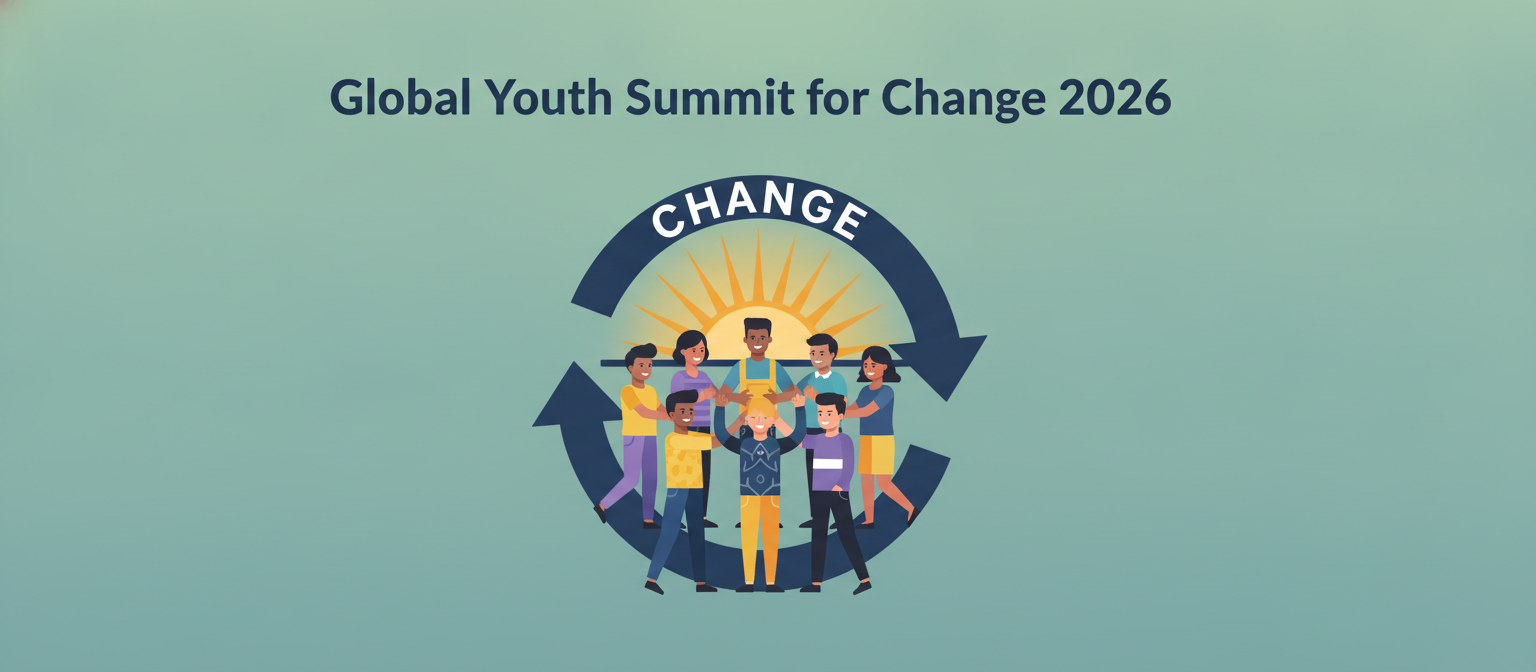 Global Youth Summit for Change 2026 illustration of young changemakers joining hands