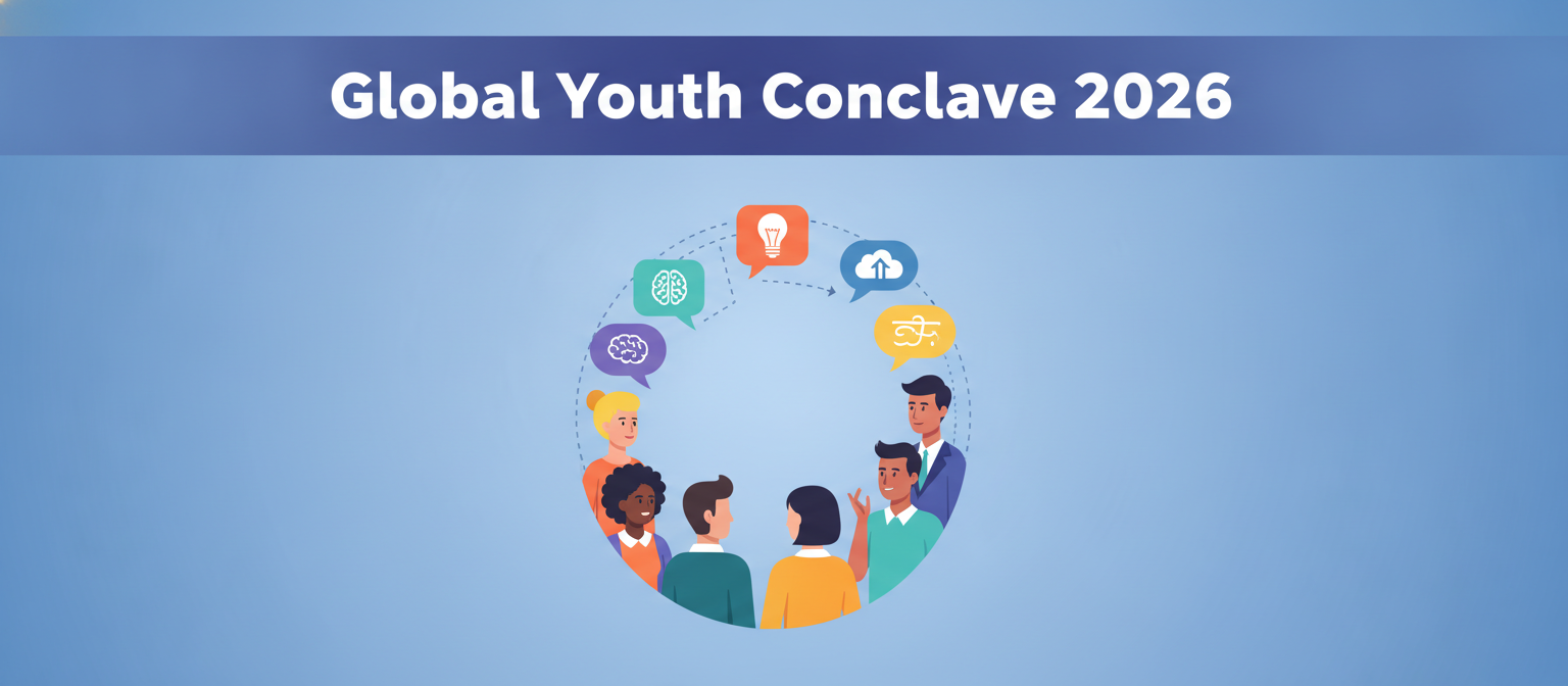 Global Youth Conclave 2026 illustration of young people in a discussion circle